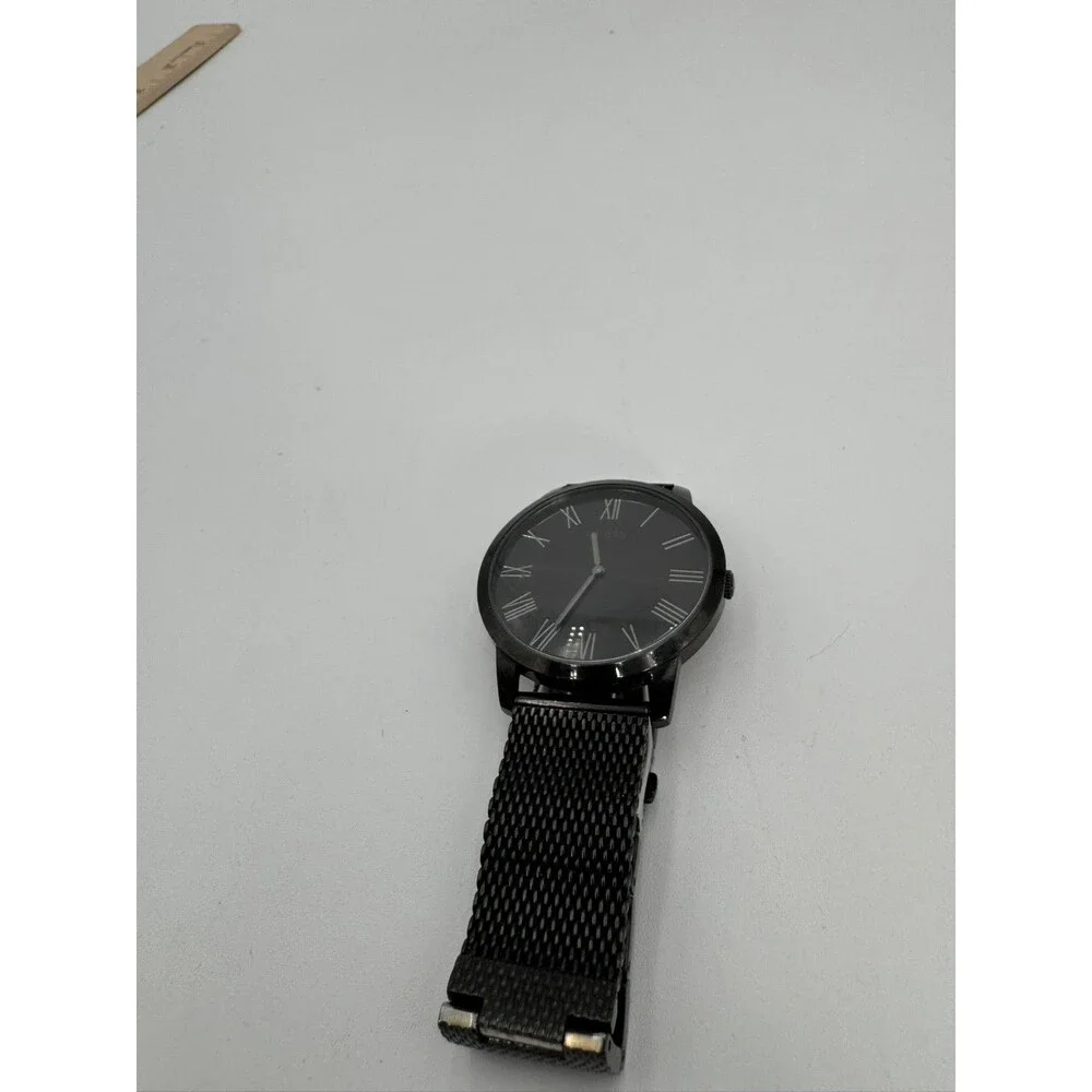 Guess Mend’s Black Mesh Stainless Steel Watch Roman Numeral Dial Quartz
